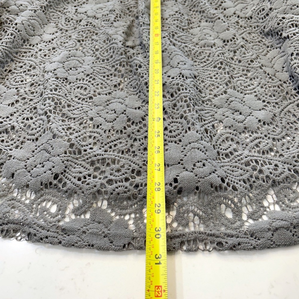 NWT Bibi buckle Large charcoal gray lace button long sleeve shirt whimsy - Picture 6 of 6